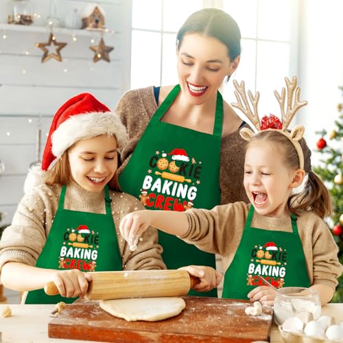 4 Pack Green Christmas Aprons with Pockets S157770