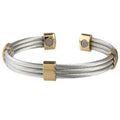 Trio Cable Stainless/Gold Magnetic Bracelet, Extra Large L1035