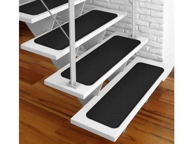 Set of 12 Black Adhesive Carpet Stair Treads Y2685