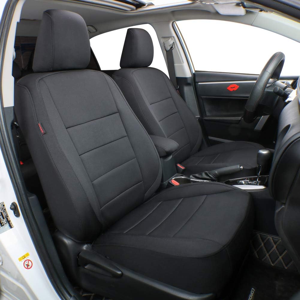 Black with Red Piping Leatherette Car Seat Covers V686