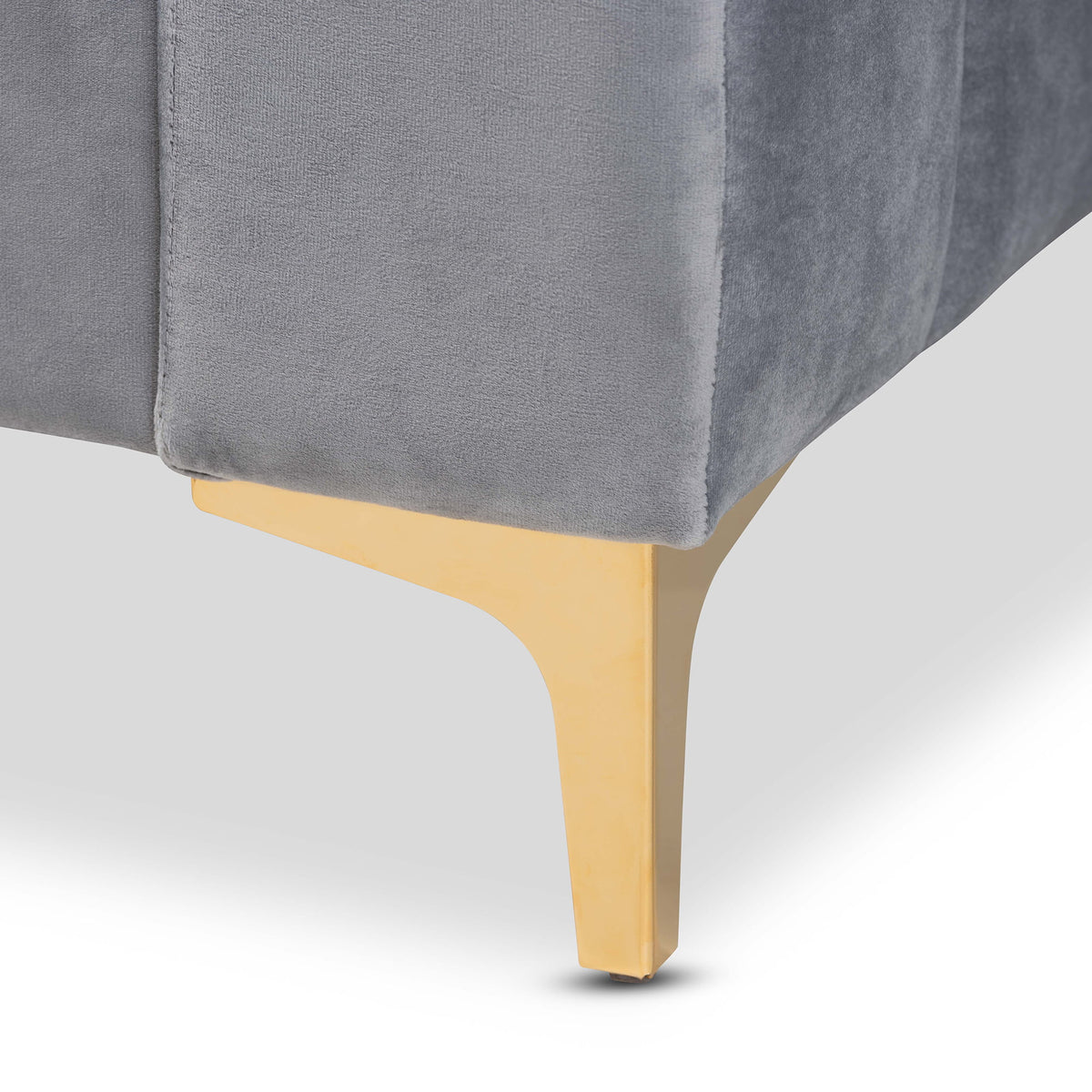Light Grey Velvet Upholstered Gold Finished Full Daybed Q978628