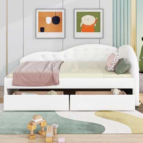 Gray Velvet Twin Size Daybed with Storage Drawers D7703
