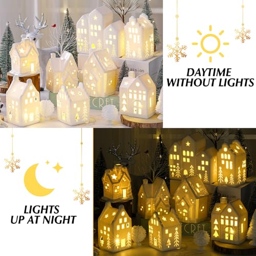 26 Pcs Ceramic Christmas Village Set with LED Houses Z48344