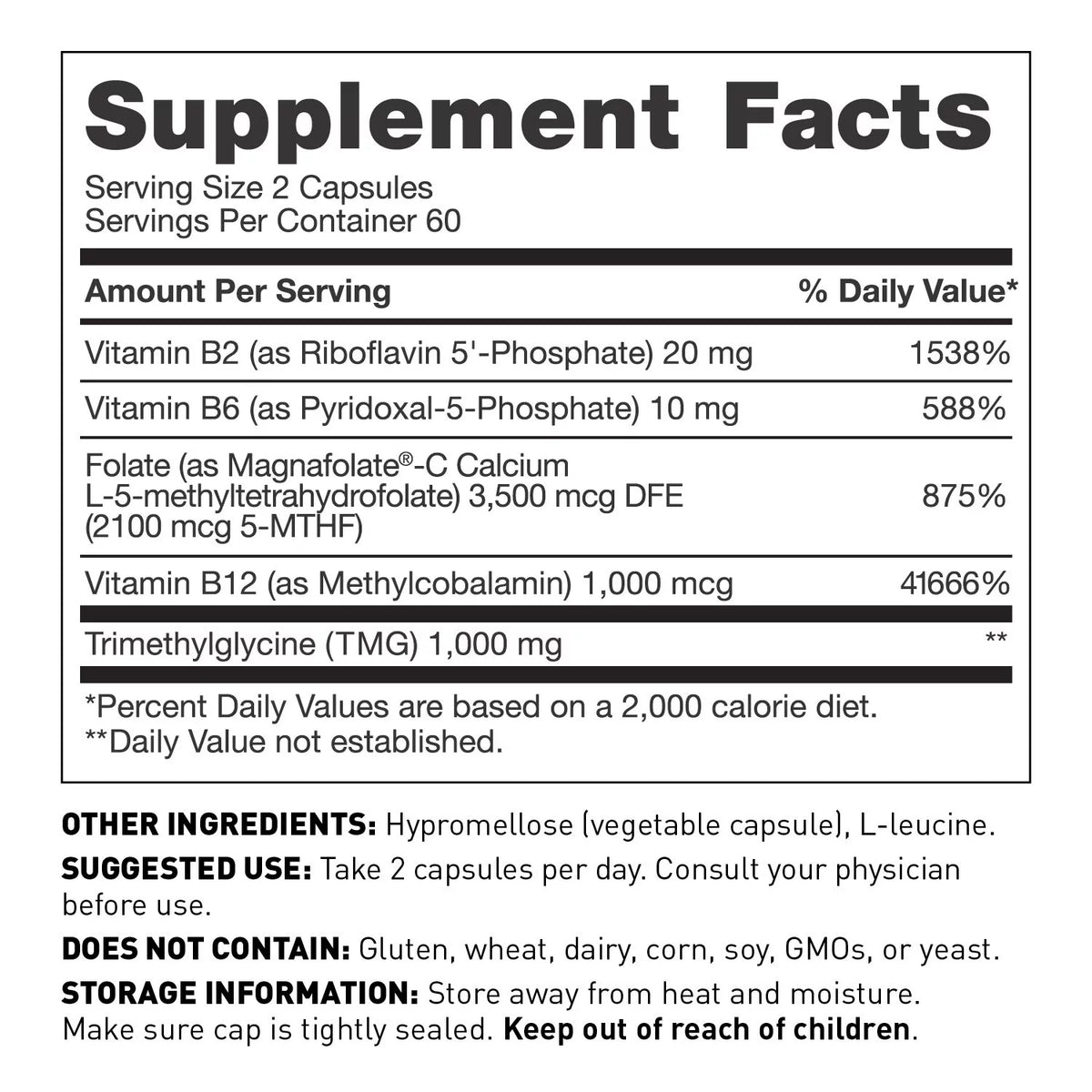 120 capsules Methylation Support Supplement with Folate and Vitamin B12 E199