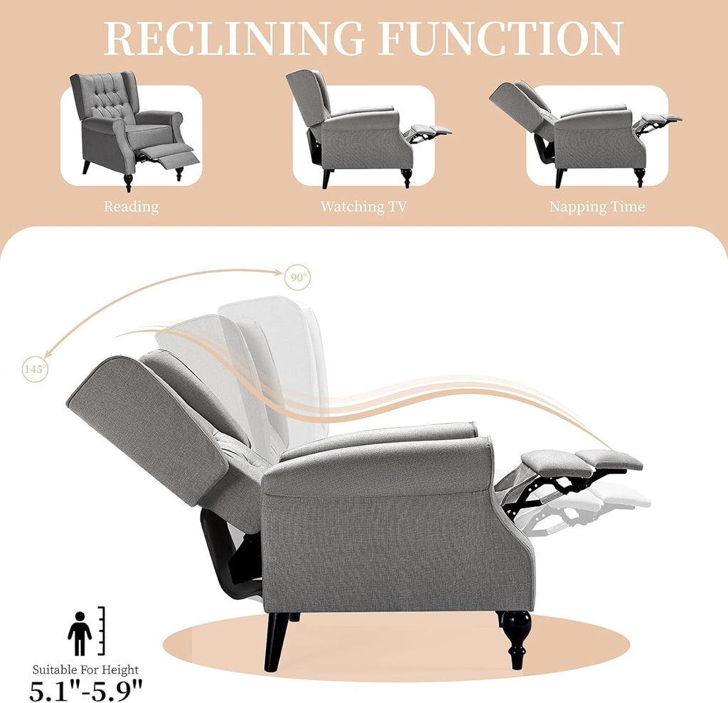 Dark Gray High Back Upholstered Recliner Chair U922003
