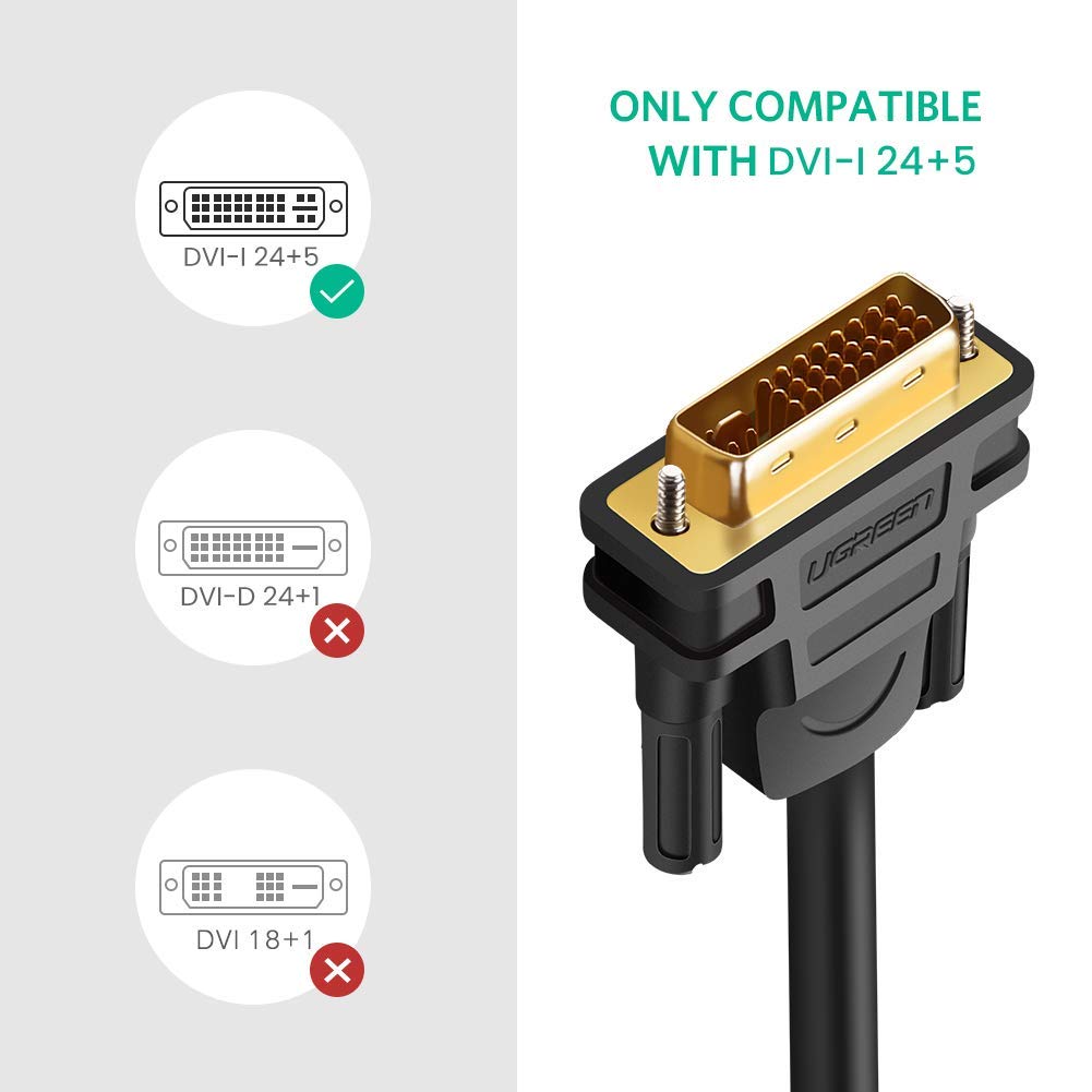 DVI I to VGA Cable Male to Male 1080P 5FT O608895