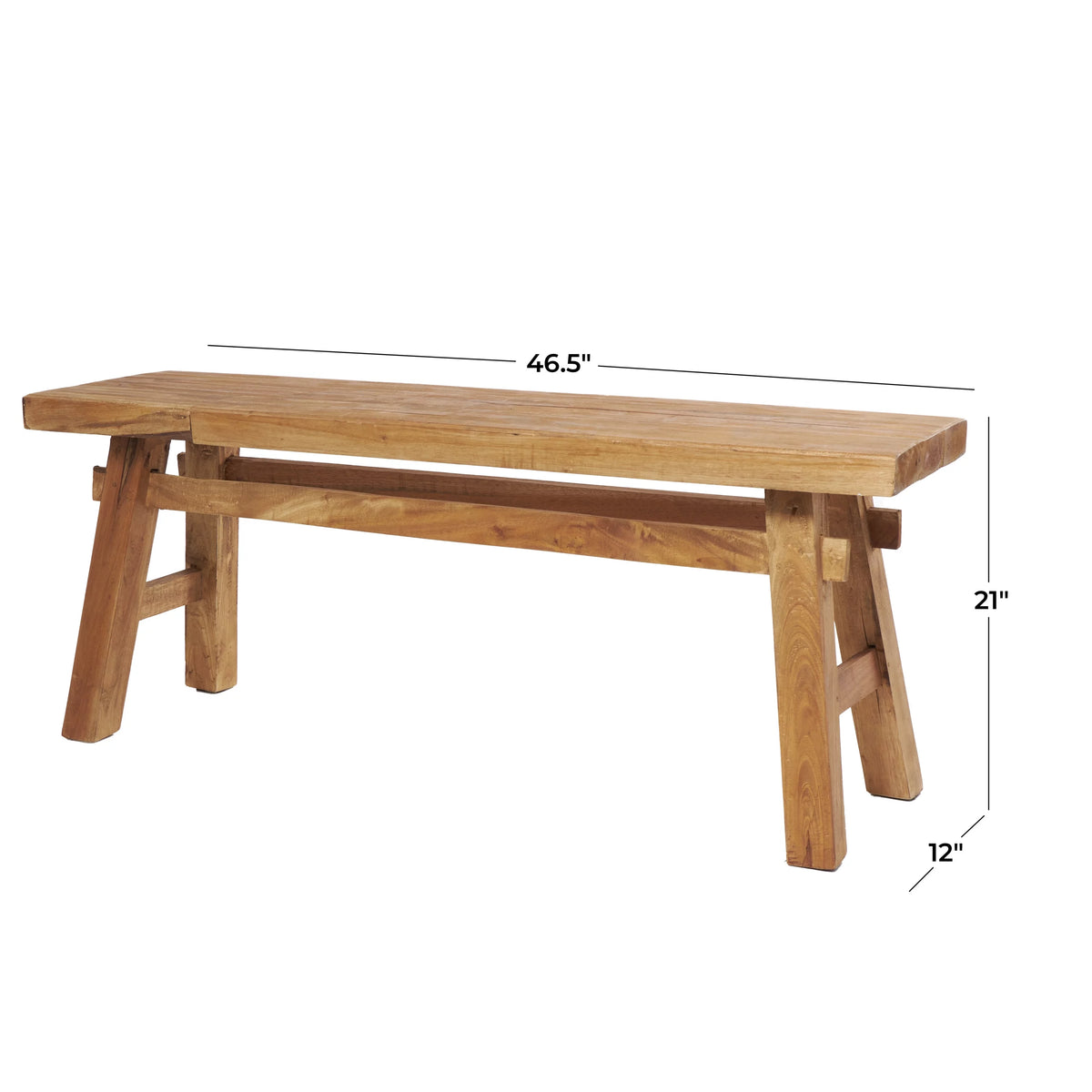Wood Handmade Distressed Bench with High Trestle Legs M90801