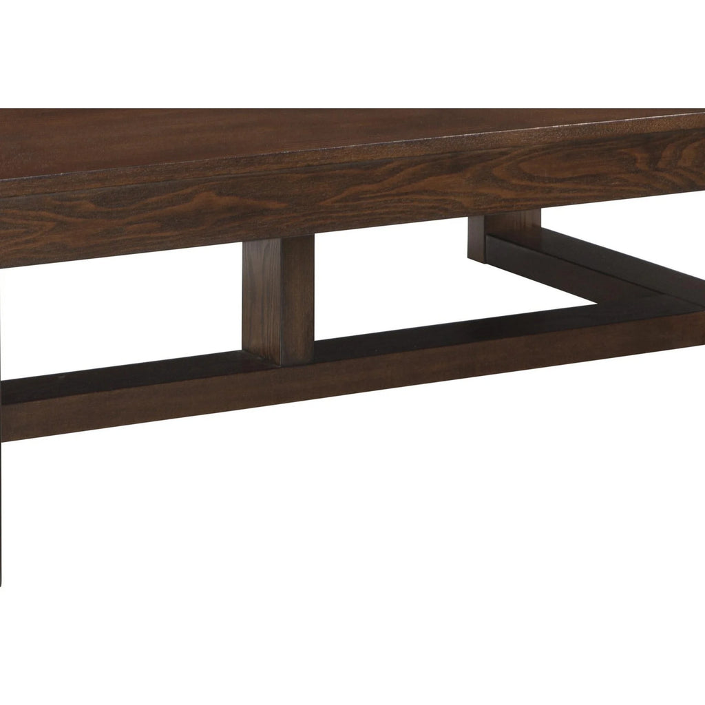Dark Brown Wooden Frame Cocktail Table with Trestle Base U399