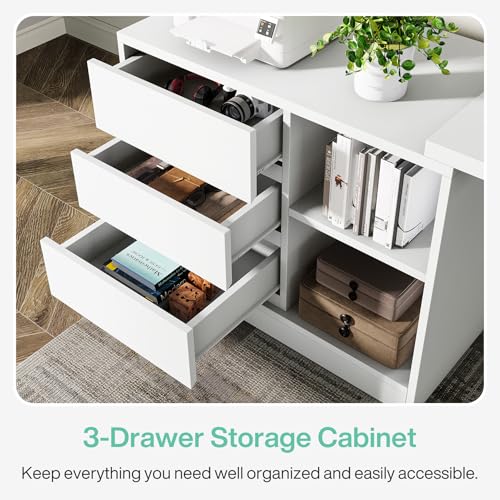 L-Shaped Computer Desk with Drawers and Shelves D398