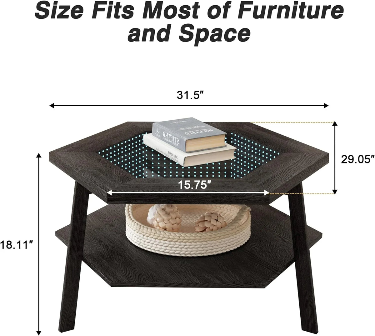Coffee Table with LED Light and Glass Top I2842