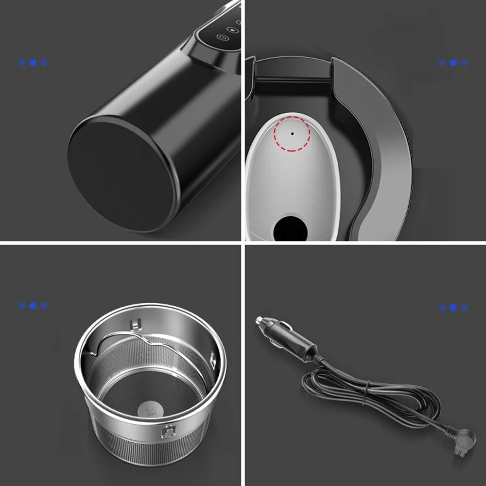 12V 24V Heated Water Cup Electric Kettle LCD Display N42829