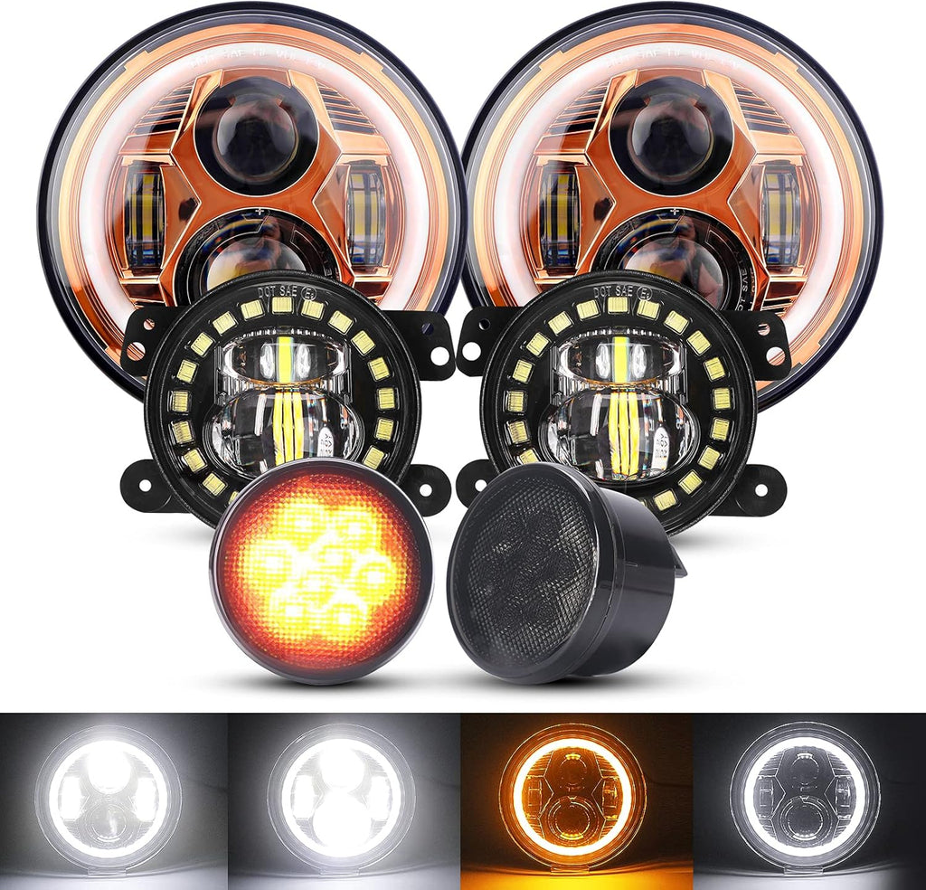 7'' LED Headlights, 4'' LED Fog Lights, Yellow LED Turn Signal Light Y6500