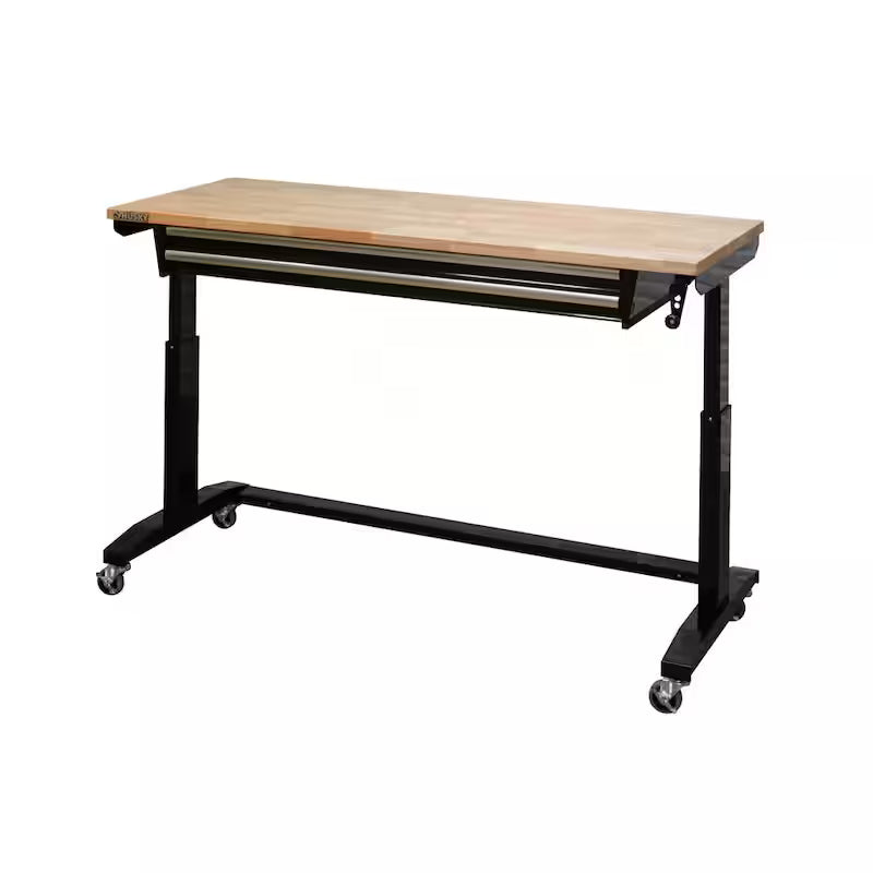 Adjustable Height Workbench Table with 2 Drawers W6454
