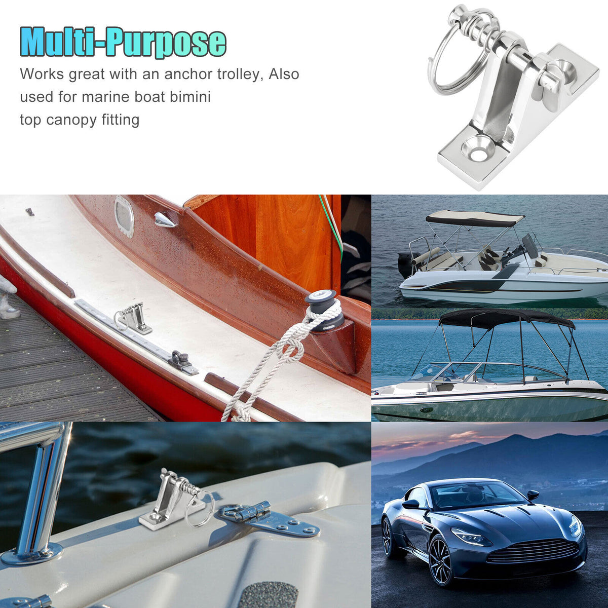 316 Stainless Steel Top Deck Hinge Mount Fitting Hardware Marine Boat Bimini C844615