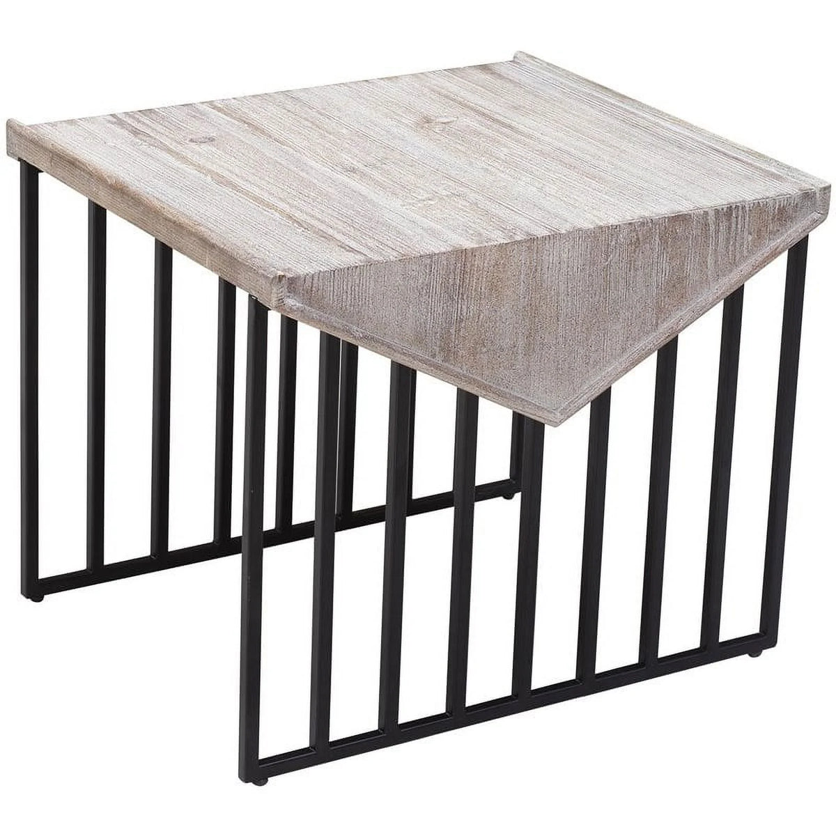 Large Wood Top & Metal Base End Table Set of 2 T6160