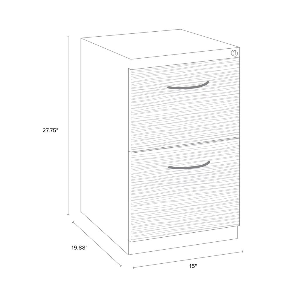20" 2 Drawer Mobile Pedestal File Cabinet with Seat Cushion, White/Walnut J8628