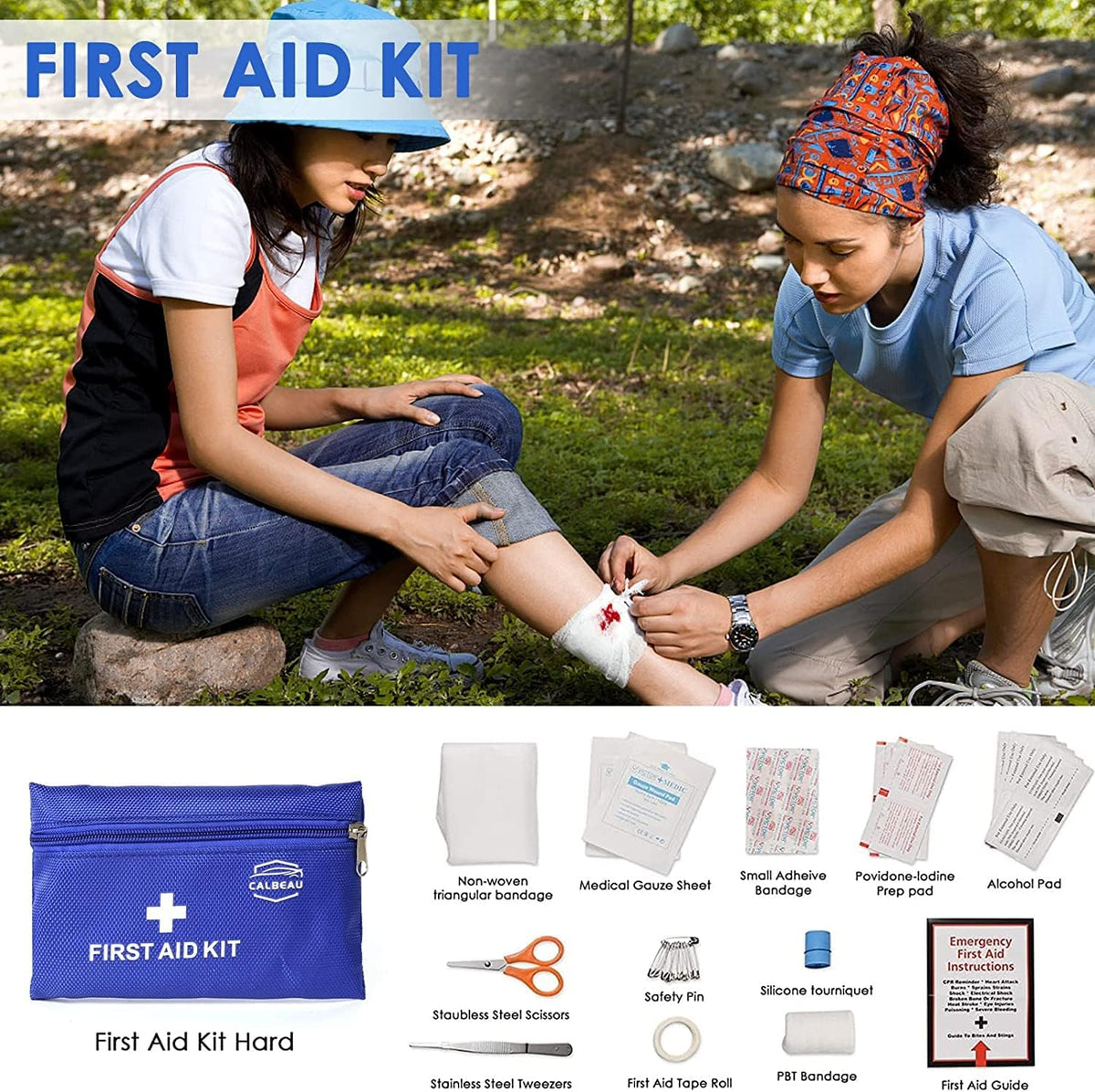 Car Emergency Kit with Air Compressor, Jumper Cable, Tow Strap, Safety Hammer, First Aid Kit F42204