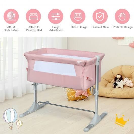 Pink Portable Baby Bassinet with Carrying Bag Y6809