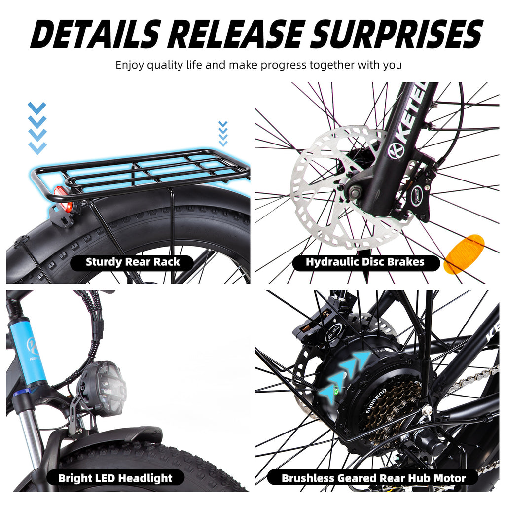 26" Fat Tire Electric Mountain Bike with Removable Battery B334