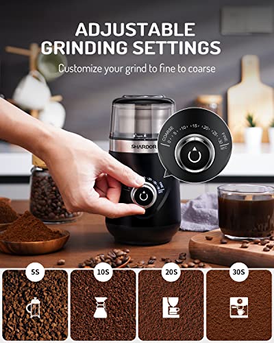 Adjustable Electric Coffee Grinder with 1 Removable Stainless Steel Bowl, Silver L403