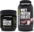 Unflavored Creatine Monohydrate and Chocolate Whey Protein Isolate Supplement Bundle O354488