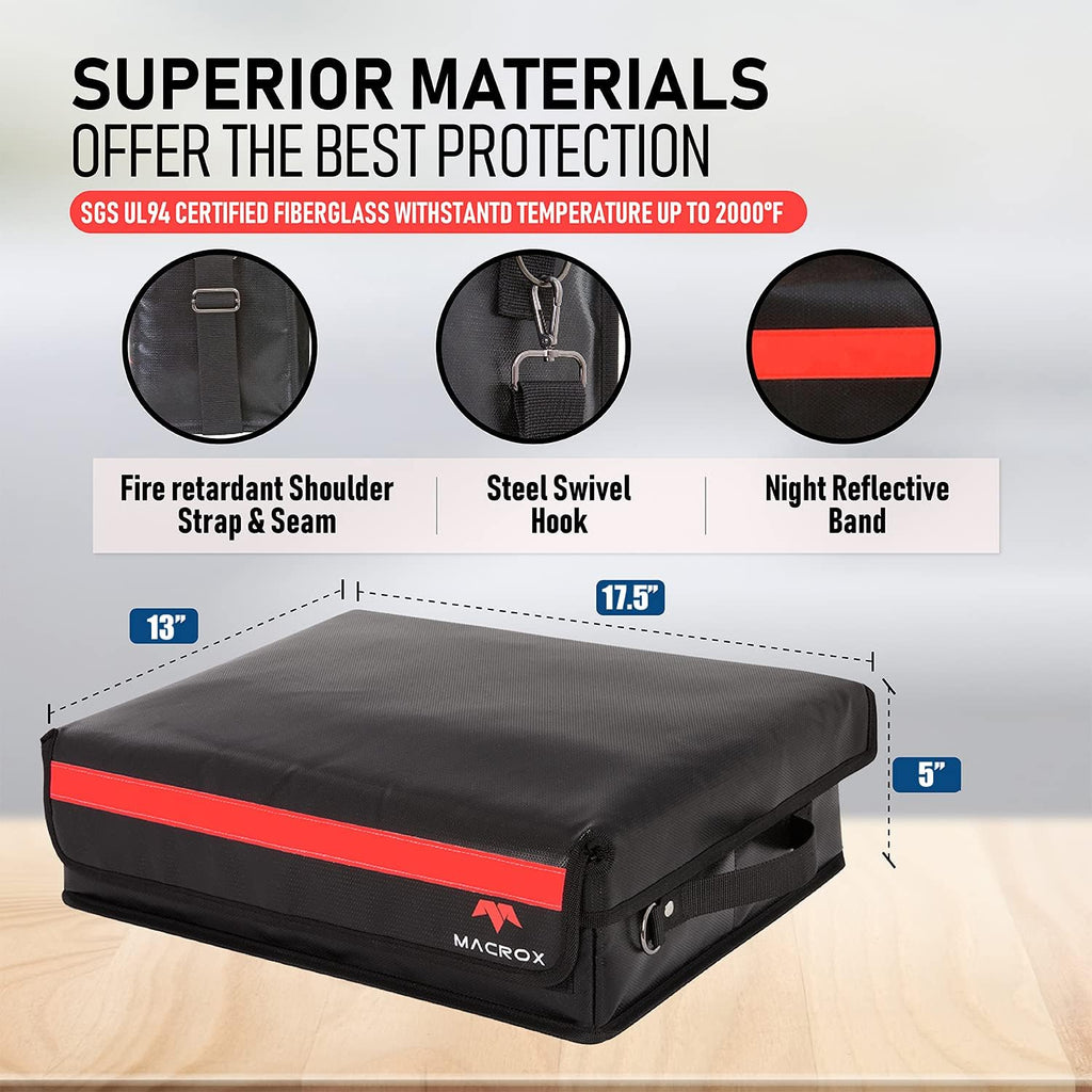 Fireproof Document Organizer Bag with Lock, 3-Layer File Storage Box with Dividers, Waterproof Collapsible File Holder R601133
