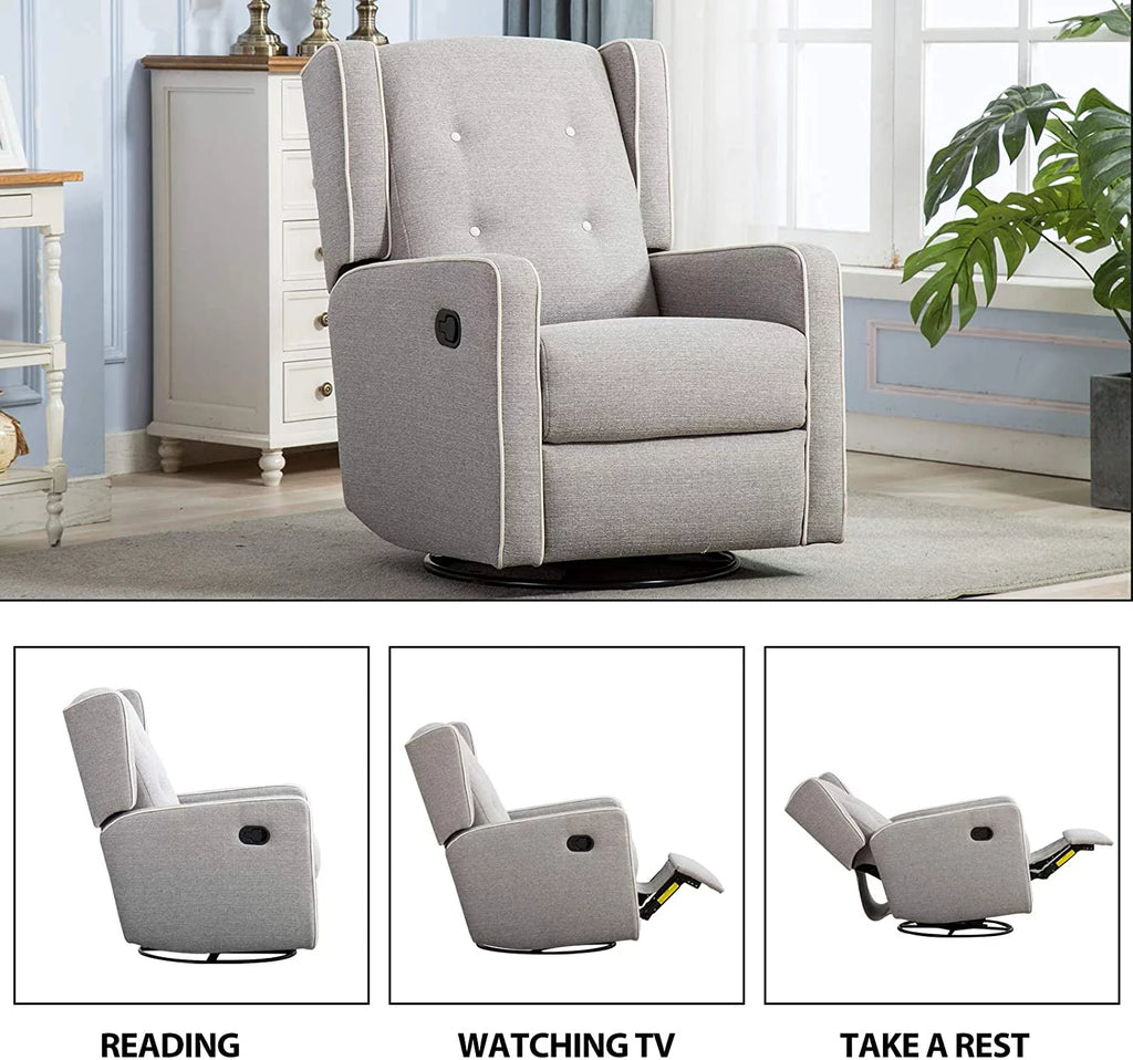Gray Manual Swivel Rocker Recliner Chair Z9391