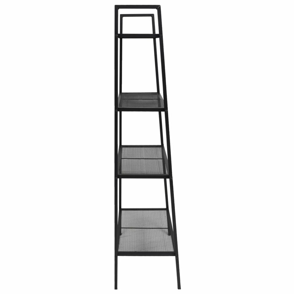 4 Tiers Metal Bookcase with Storage Shelves Black V145