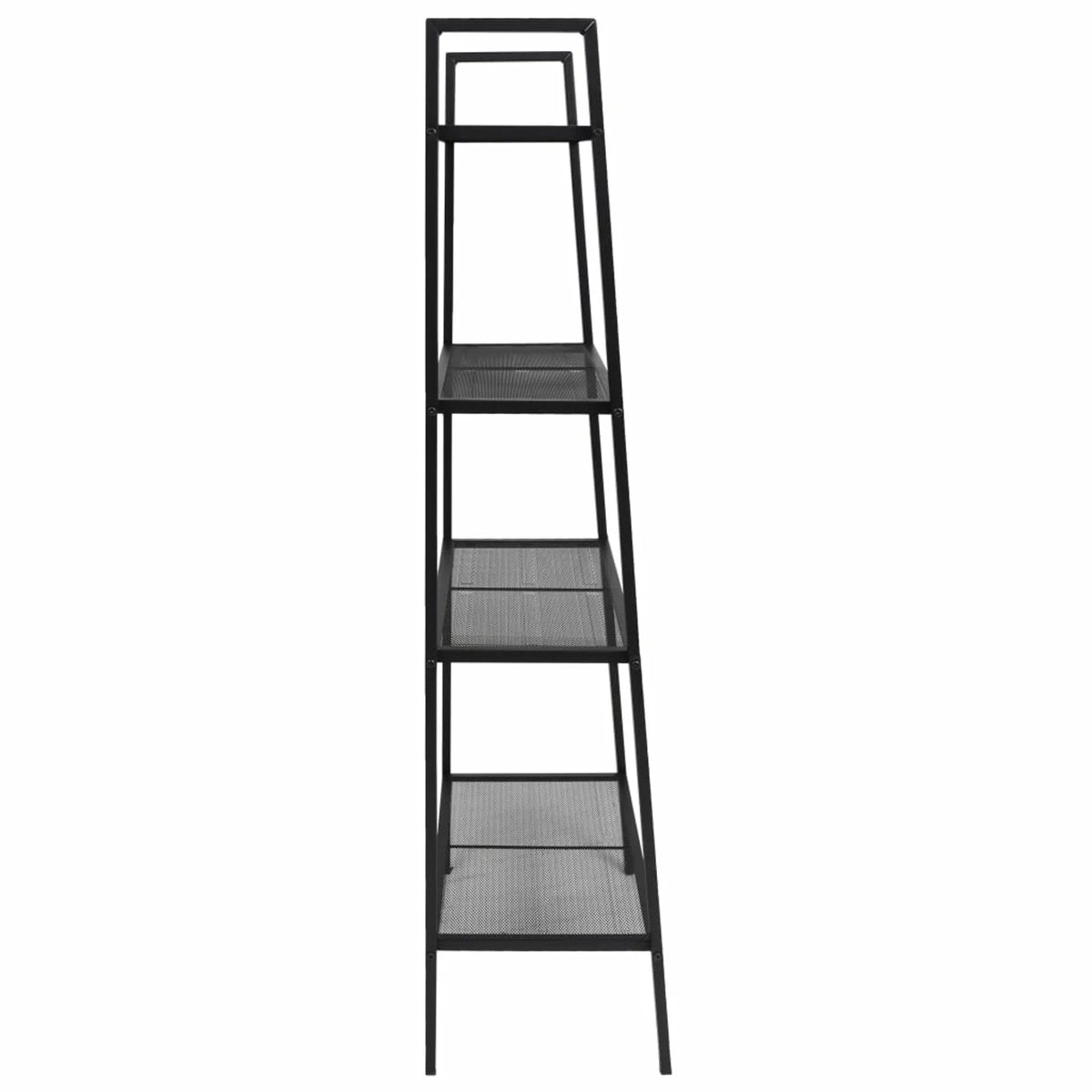 4 Tiers Metal Bookcase with Storage Shelves Black V145