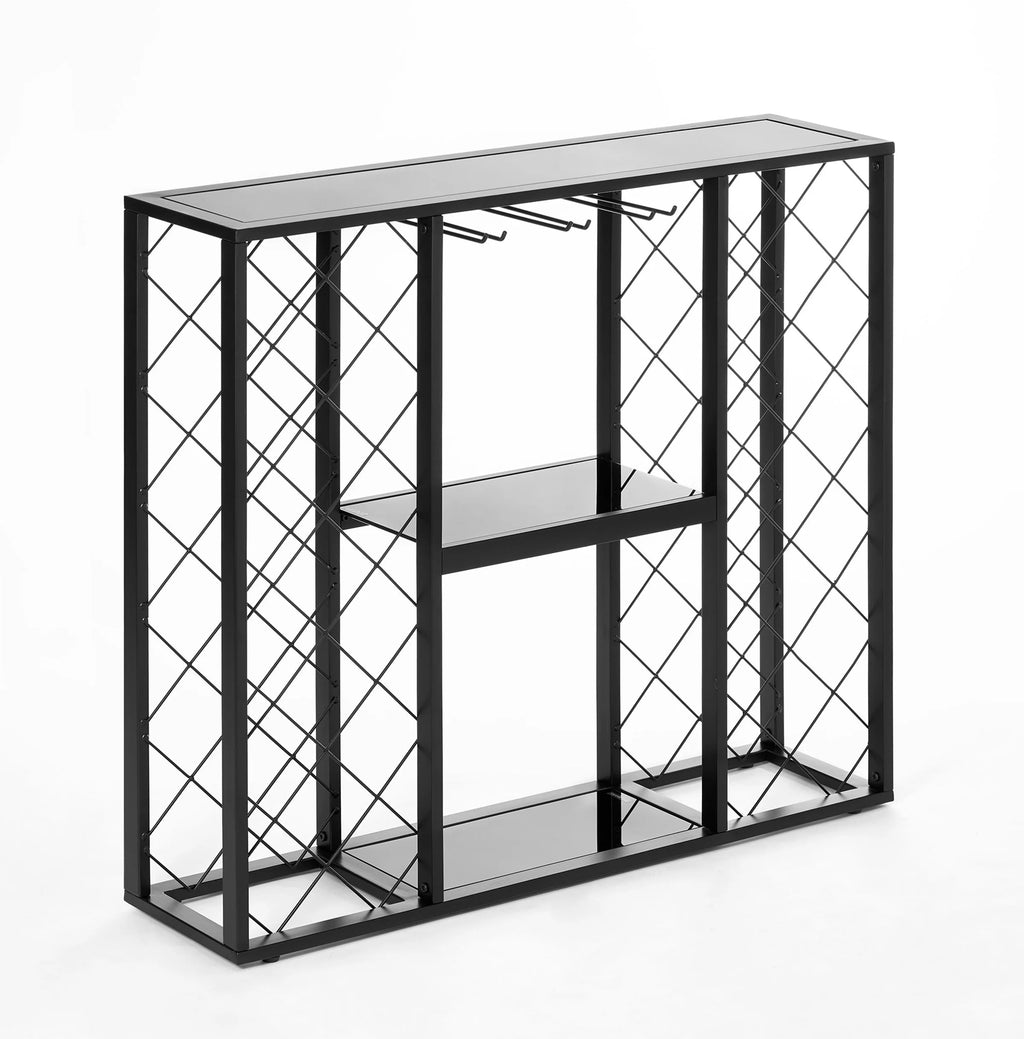 Black 34 Bottle Wine Rack Console K178175
