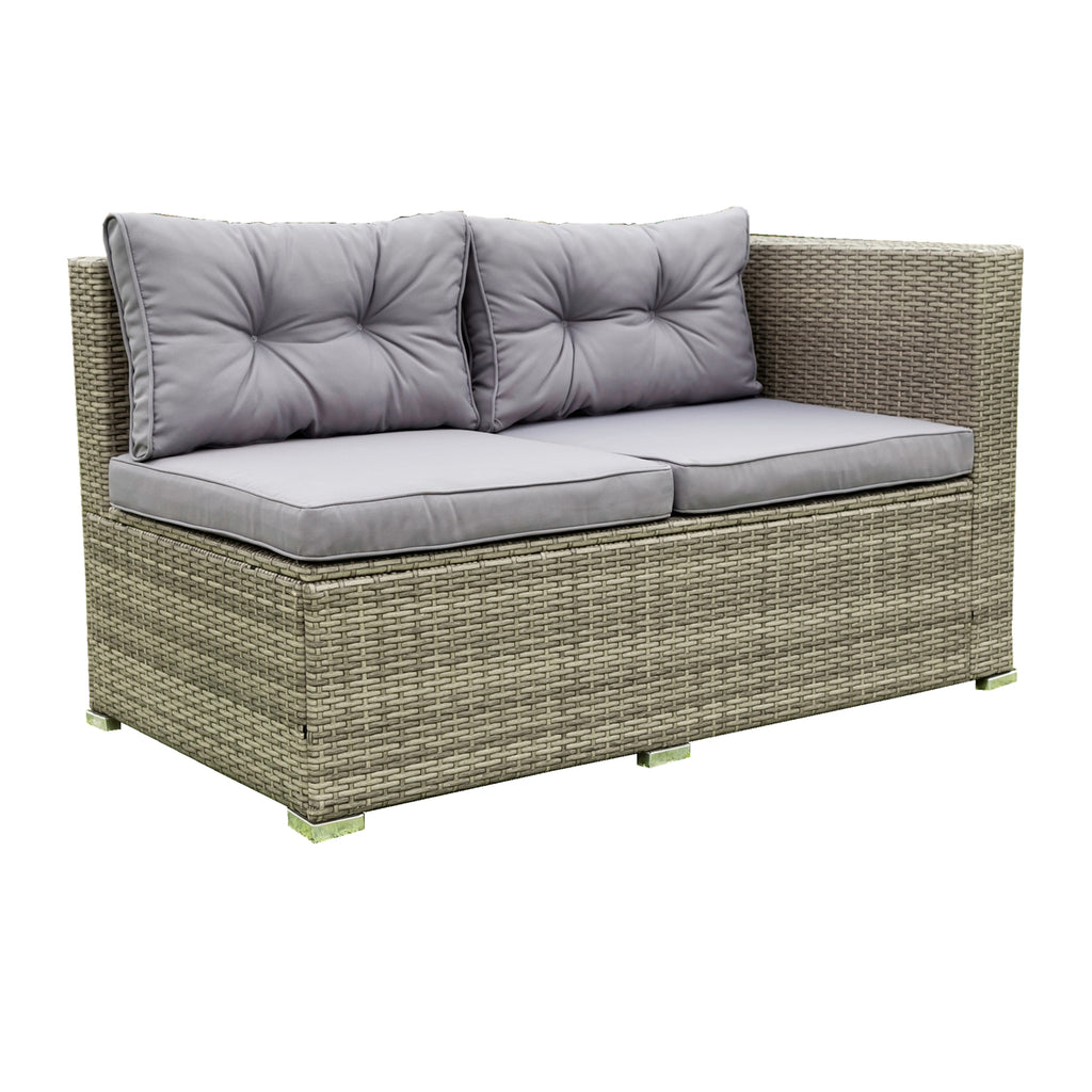 4 Pcs Patio Rattan Wicker Sectional Sofa Set with Glass Coffee Table and Storage Box Z7198