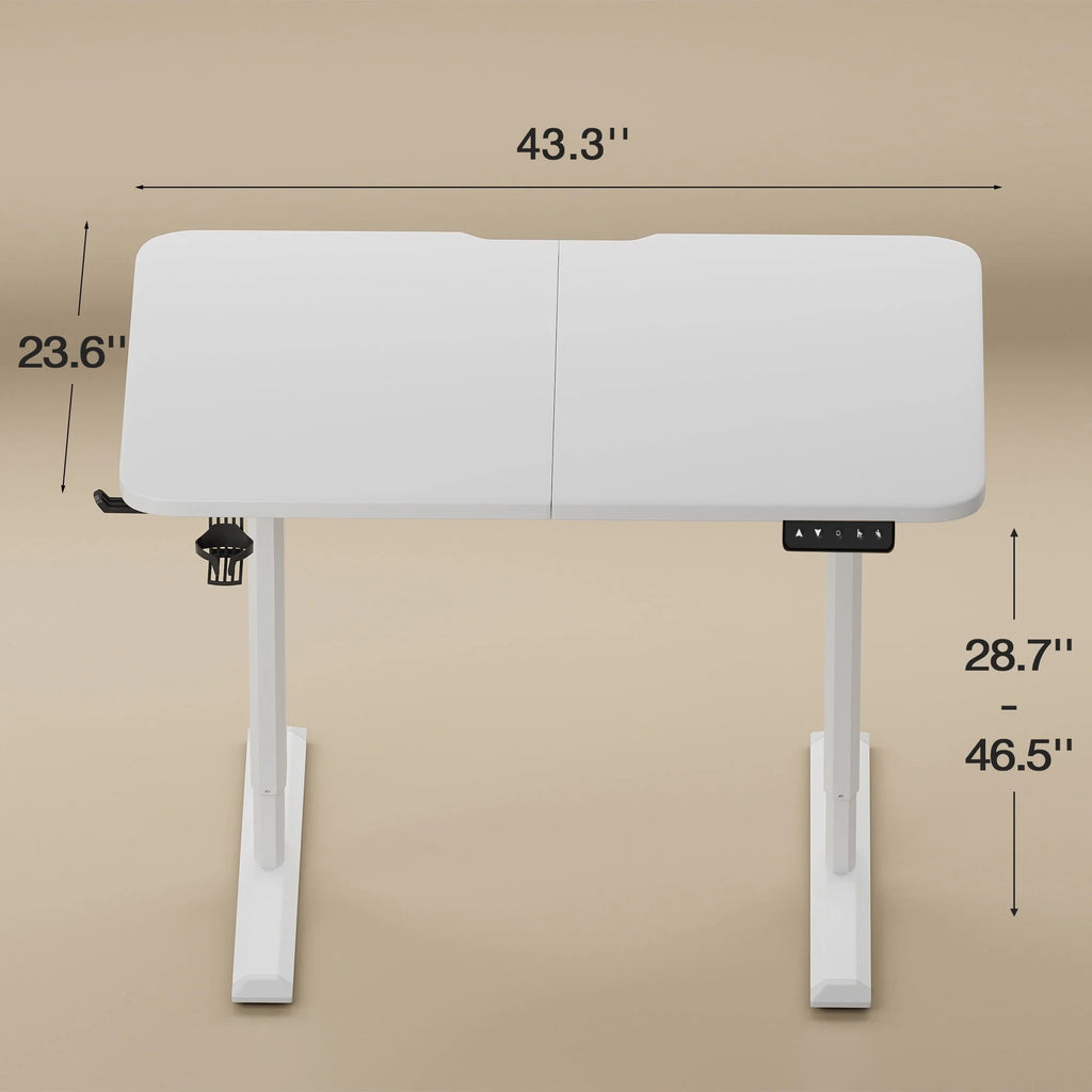 Electric Height Adjustable Standing Desk, 43 inch White M48505