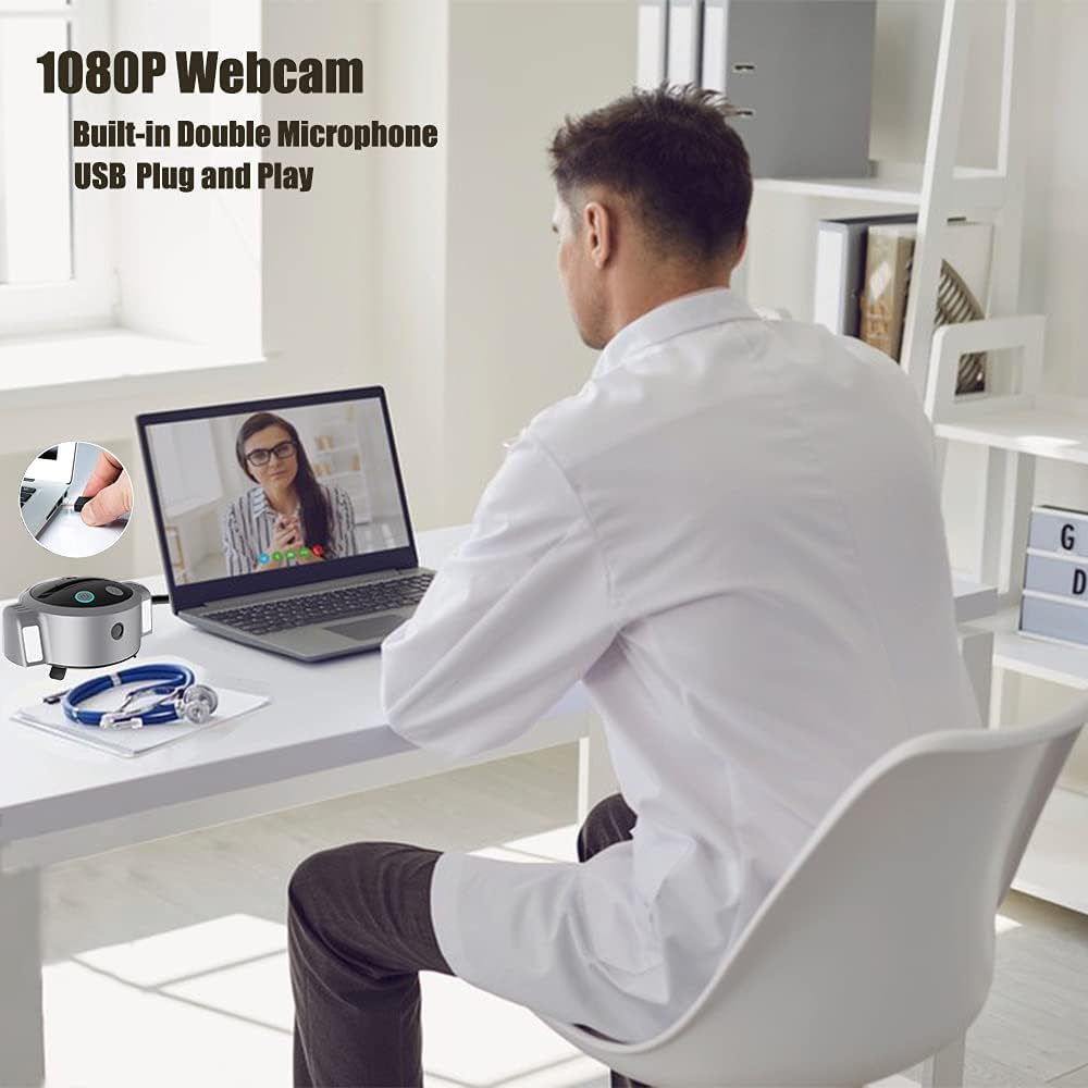 Smart Tracking Phone Holder with Selfie Lights and 1080p Webcam with Microphone O22547