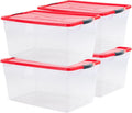 Clear 71 QT Pack of 4 Stackable Storage Containers with Lids L748