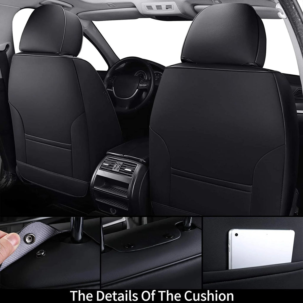 Black Waterproof Leather 6 Pieces Auto Seat Protectors W6406