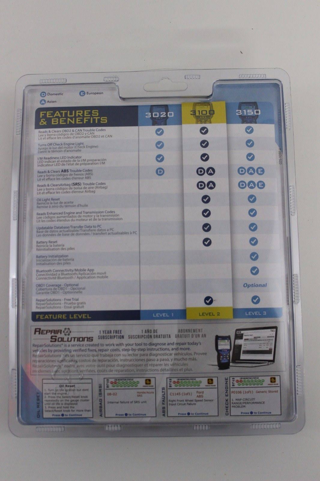 Diagnostic Code Reader Scan Tool with ABS and Srs W3772