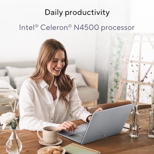 15.6" FHD Anti-Glare Display Intel Celeron N4500 128GB Storage 8GB RAM ChromeOS Pure Grey Chromebook U38339