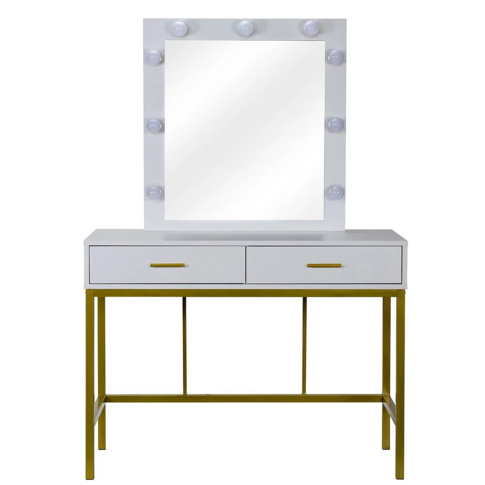 White Vanity Makeup Table Set with LED Lights Mirror & Drawer E8825