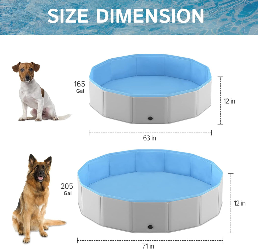 Foldable Collapsible Hard Plastic PVC Dog Pool 71 Inches U489936