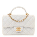 Quilted Mini Top Handle Rectangular Flap White N82283
