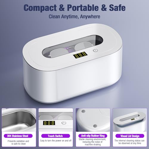 Ultrasonic Jewelry Cleaner, 48Khz 30W Portable with Digital Timer, 12OZ J874051