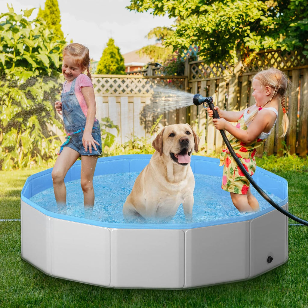 Foldable Collapsible Hard Plastic PVC Dog Pool 71 Inches U489936