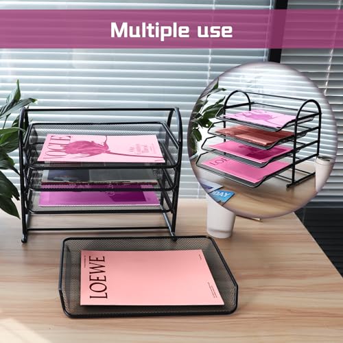 Black 5 Tier Mesh Desktop Letter Trays J433300