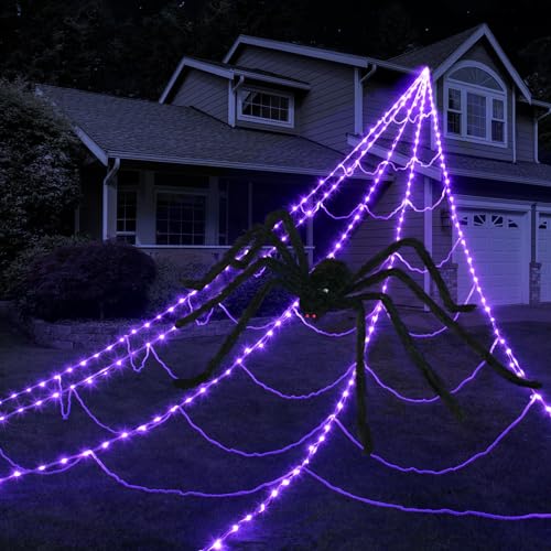 250 LED Purple Spider Web Lights with 8 Modes X9541