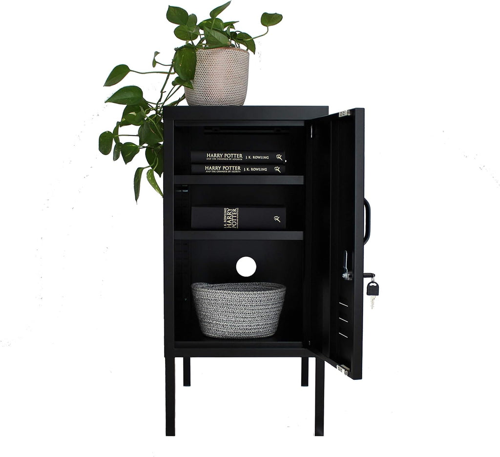 White Metal Locker End Table S378