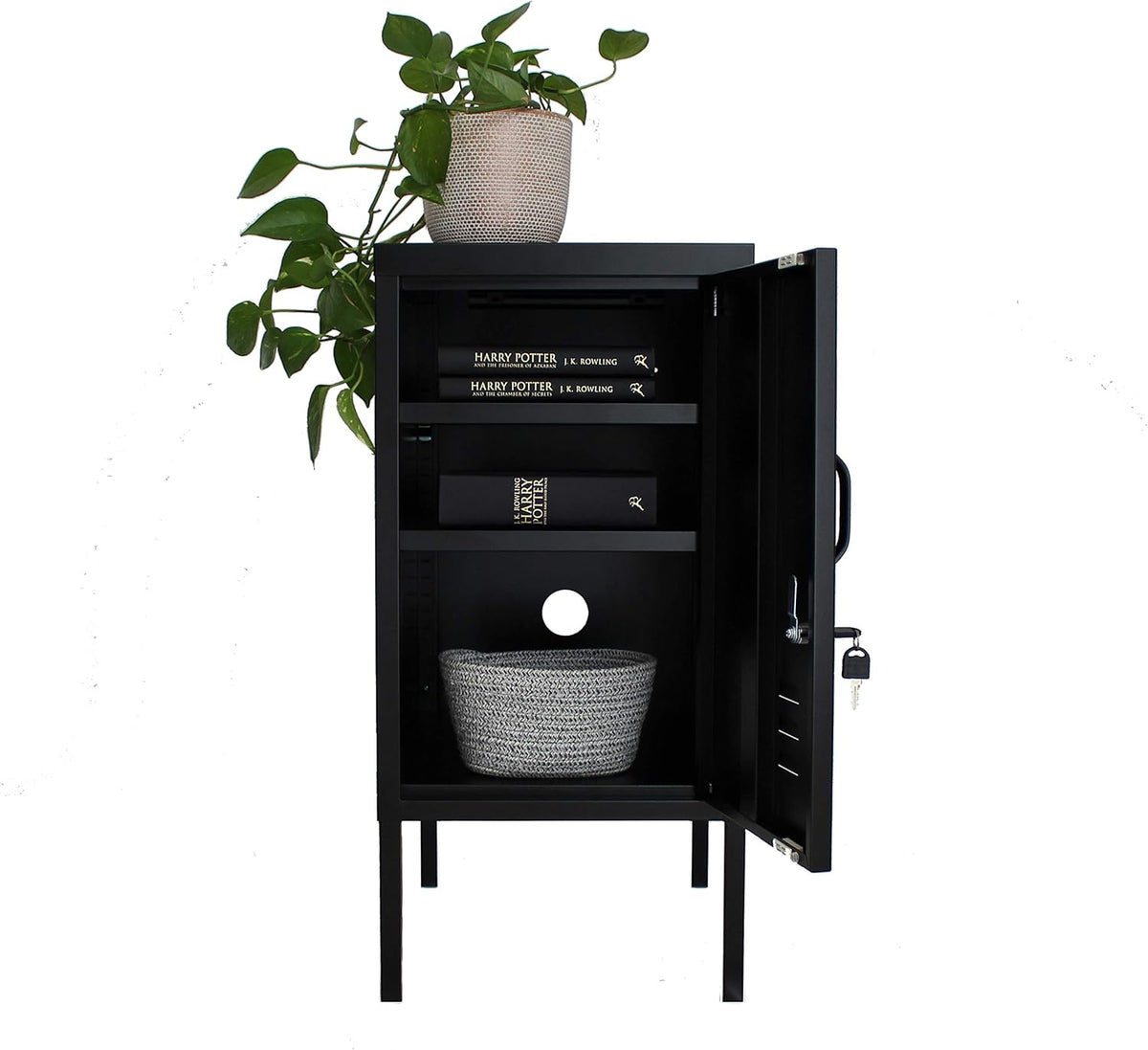 White Metal Locker End Table S378
