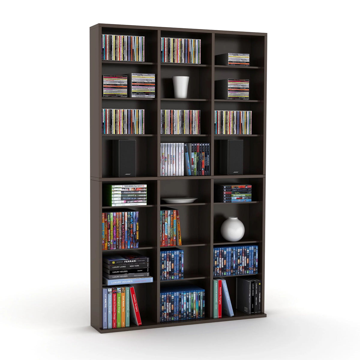 Adjustable Wood Media Storage Shelf Bookcase J890455