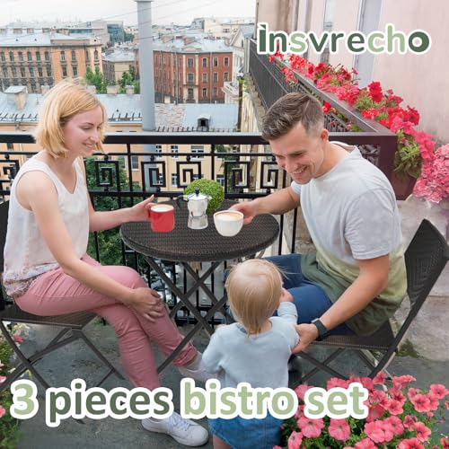 3 Pieces PE Wicker Rattan Folding Bistro Set V45002