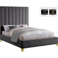 Contemporary Wood Leaning Platform Bed Full Gray Gold C1480