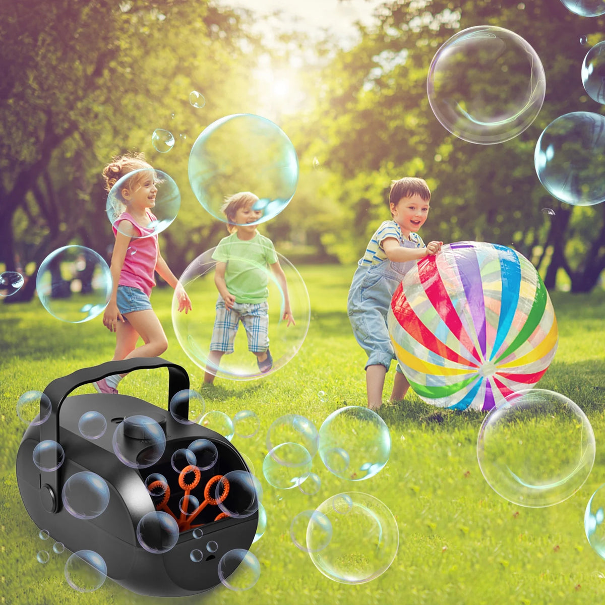 Portable Automatic Bubble Maker with 6 Bubble Wands V3560